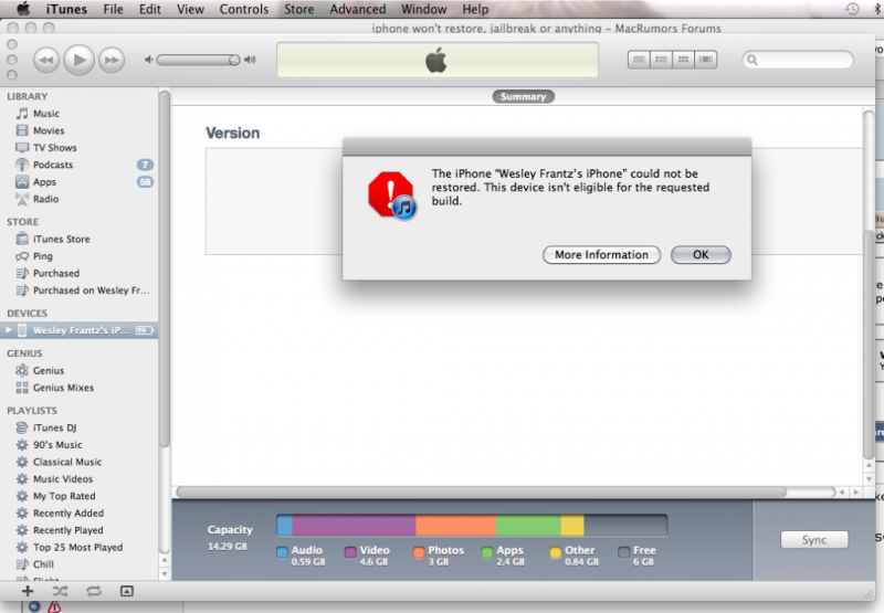 I get an error message when using my my iPhone applications.
